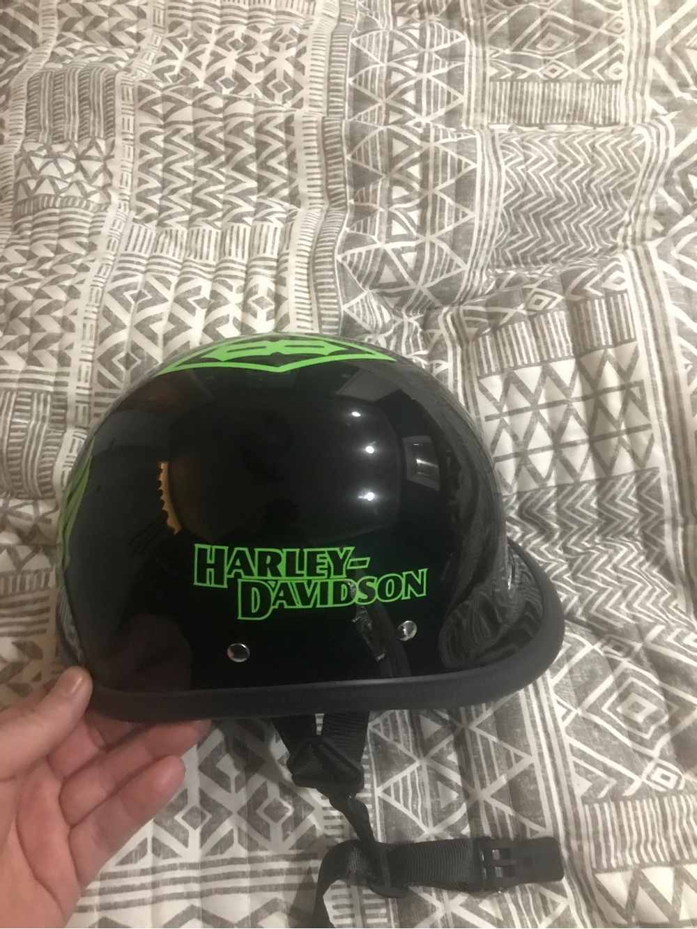Harley-Davidson Black & Neon Green Open-Face Helmet